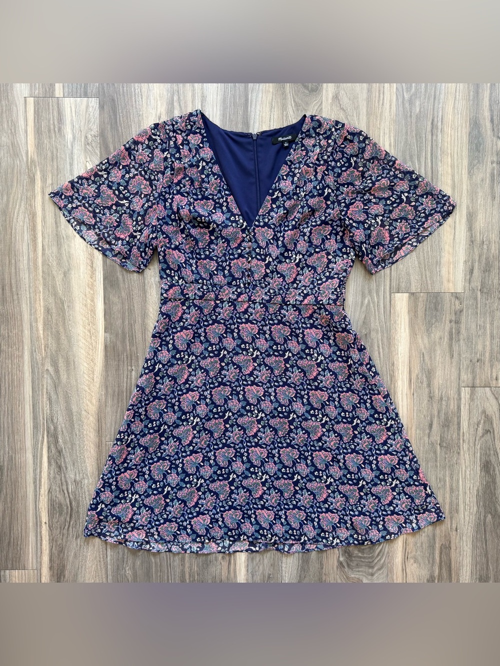 Madewell Orchard Flutter Sleeve Dress in Fan Floral Mix Size 8 - Picture 4 of 10